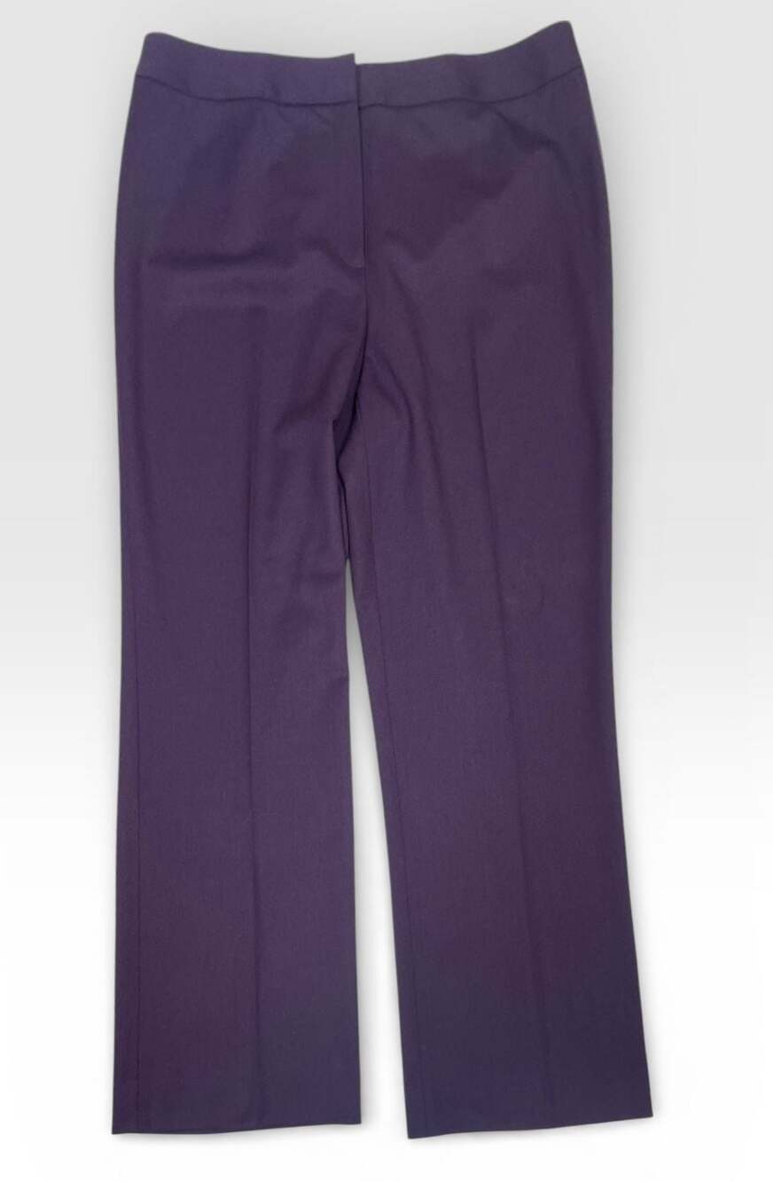 Lafayette 148 New York Purple Virgin Wool Stretch Straight Leg Pants Women Sz 12